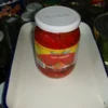 Canned Sweet Red Pepper Strips in Glass Jar